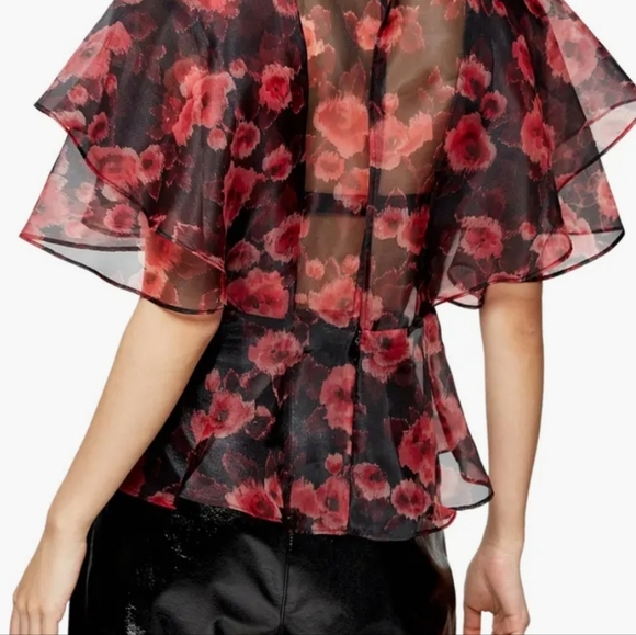 Floral Sheer Blouse Luxury Business Casual Business Wear Party Wedding - Picture 4 of 15